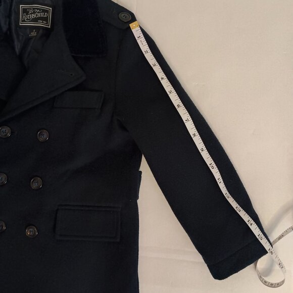 Rothschild Double Breasted Long Winter Overcoat Navy Blue Velvet Collar Boys 4 - Picture 11 of 15